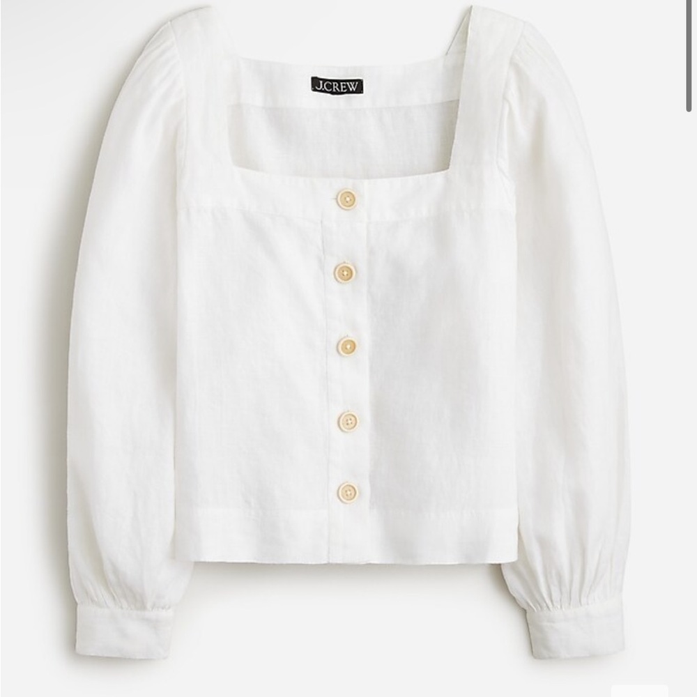 Jcrew Squareneck button-up top in linen - Picture 2 of 8